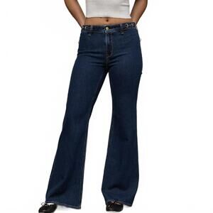 AE Stretch High-Waisted Flare Jean American Eagle NWT Dark Rich Indigo 000S